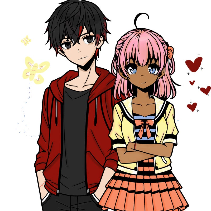 anime teen girl and boy