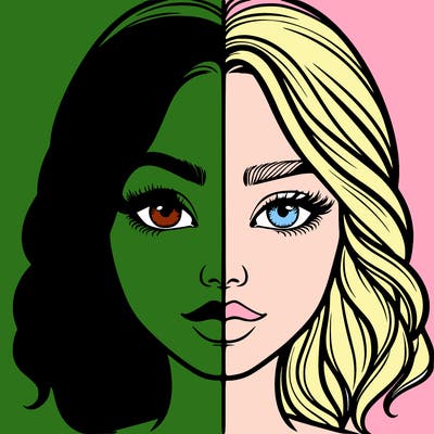 realistic girl split half