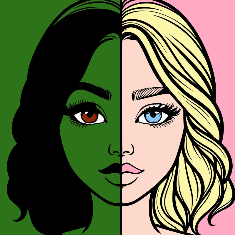 realistic girl split half