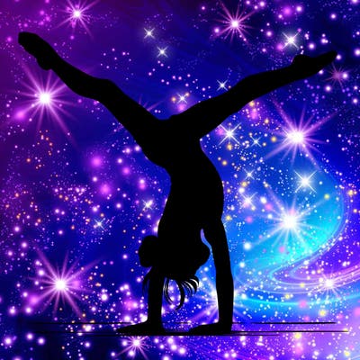 realistic gymnastic hand stand girl in four splits