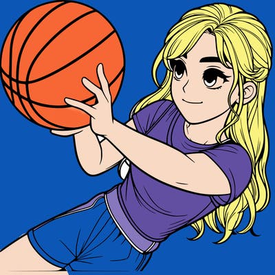 realistic girl playing basketball