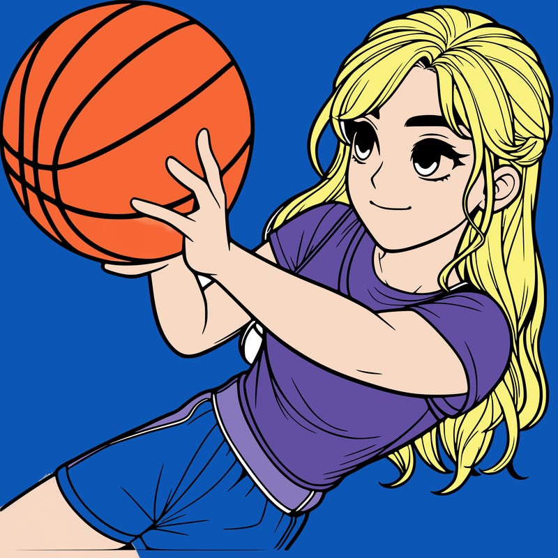 realistic girl playing basketball