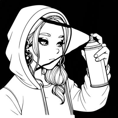 a realistic girl, spray painting
