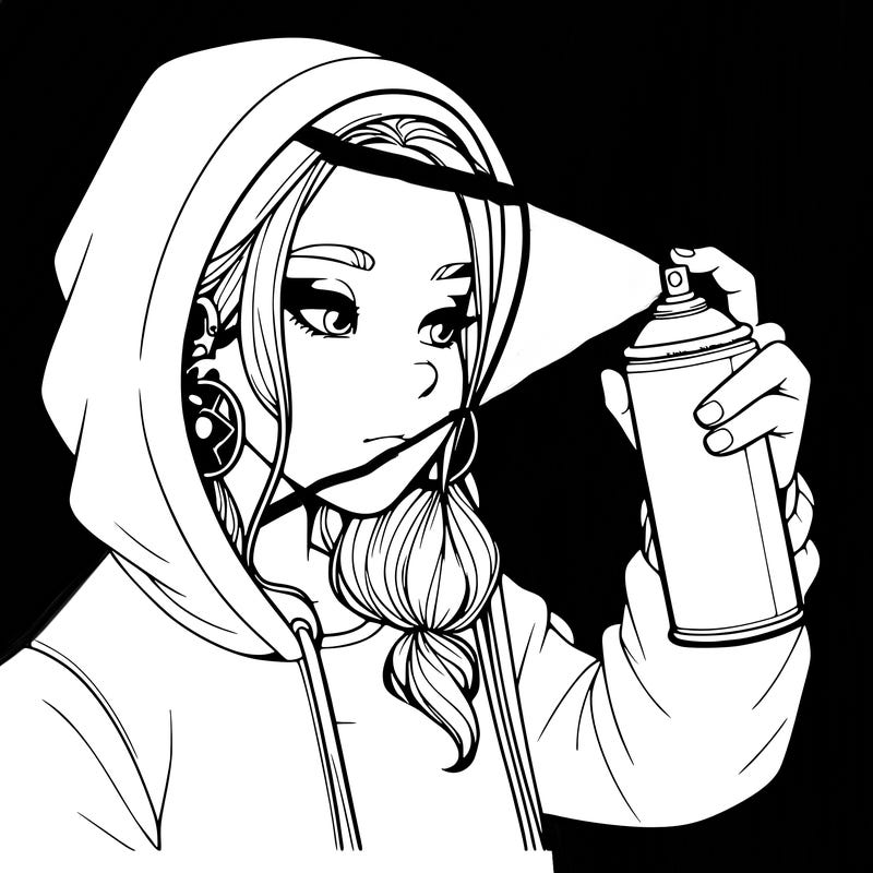 a realistic girl, spray painting