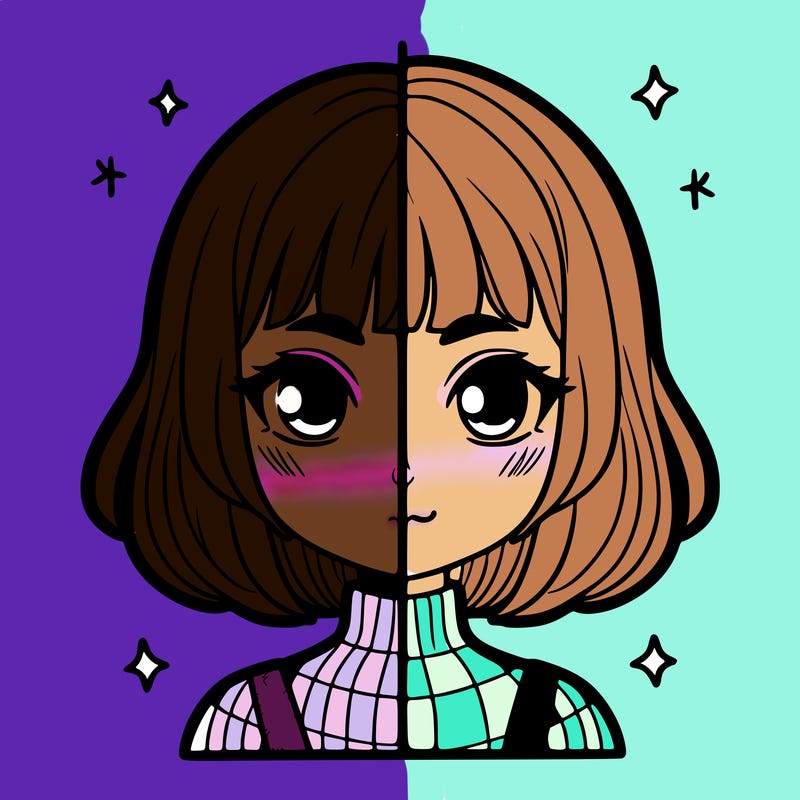 split girl with short hair