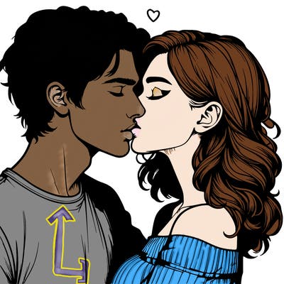 realistic couple kissing