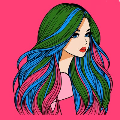 realistic girl with long realistic hair