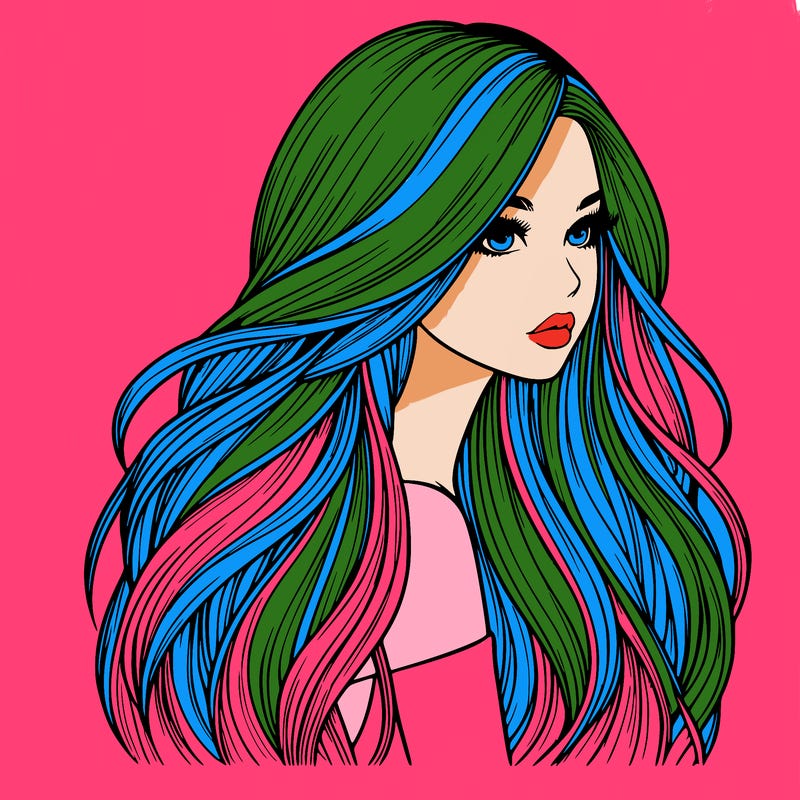 realistic girl with long realistic hair