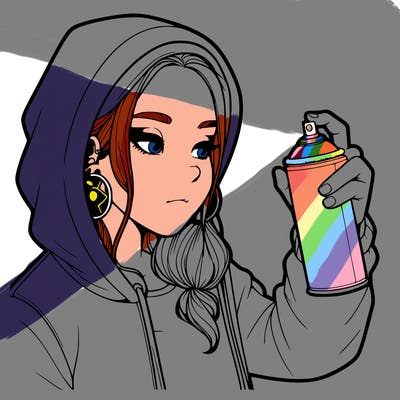 a realistic girl, spray painting