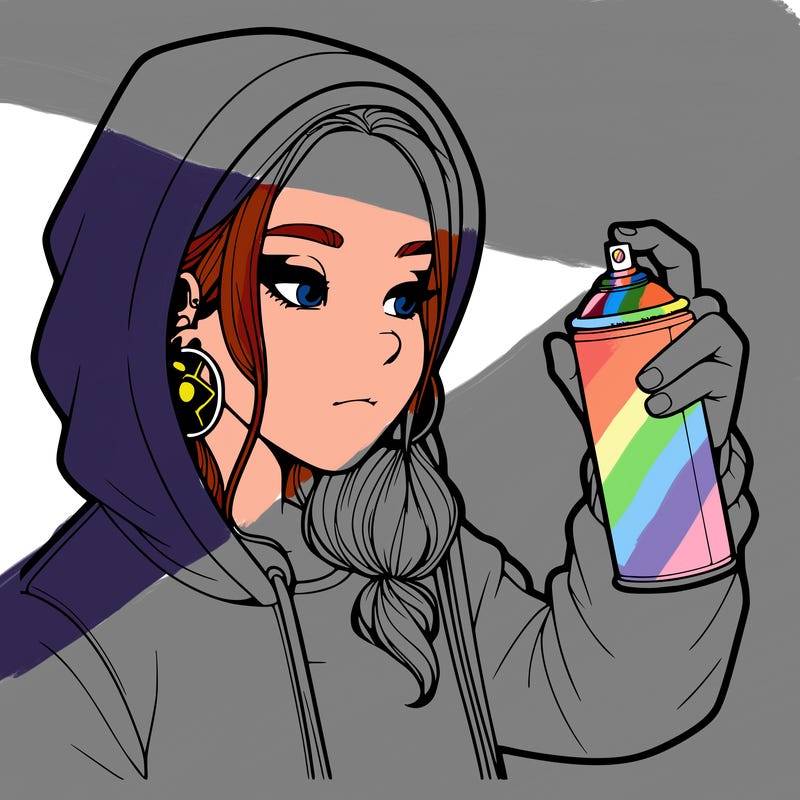 a realistic girl, spray painting