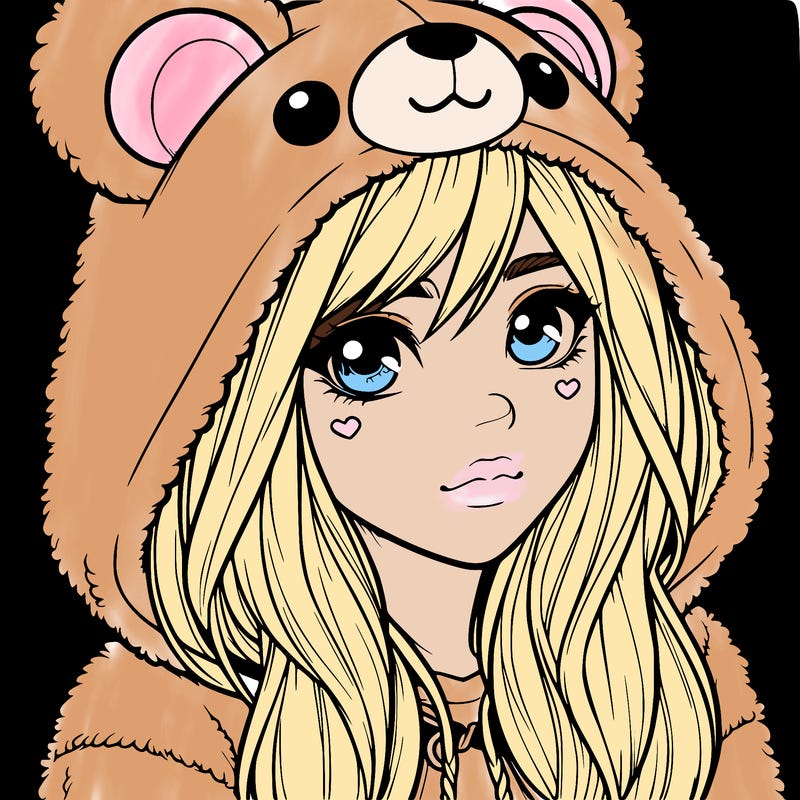 realistic girl in a bear hoodie