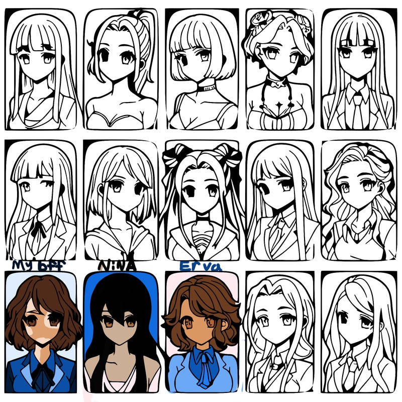 girls that look diffrent anime