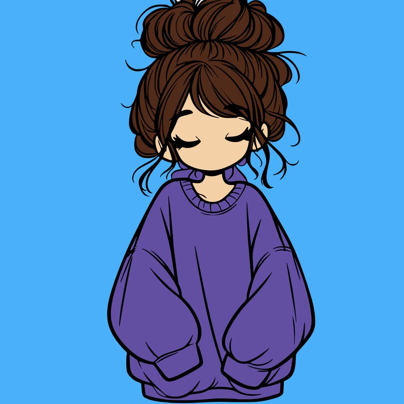 girl with baggy sweatshirt and messy bun