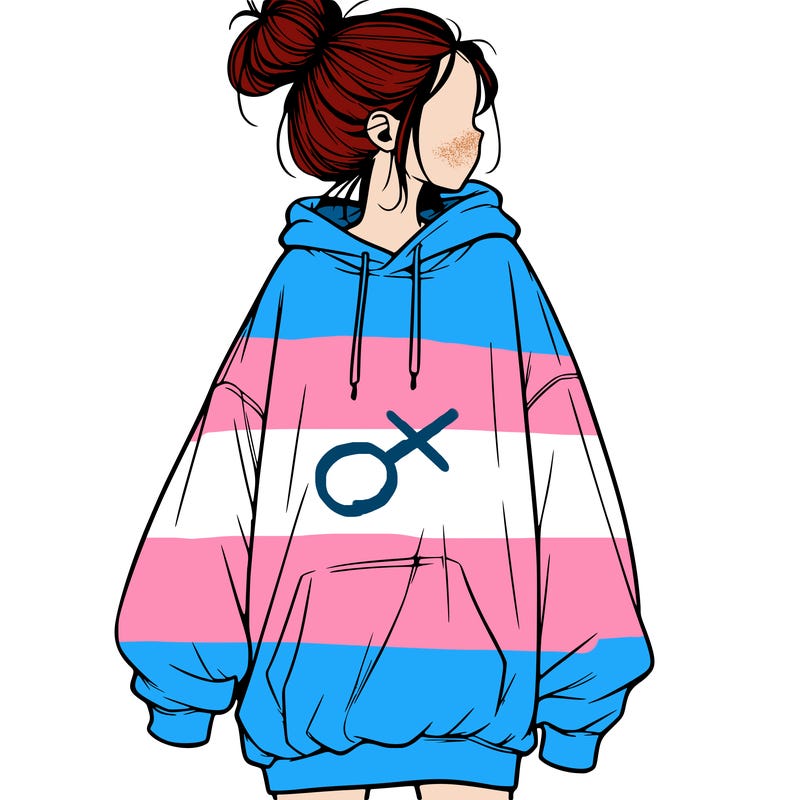 realistic girl with a oversized sweatshirt on and a bun