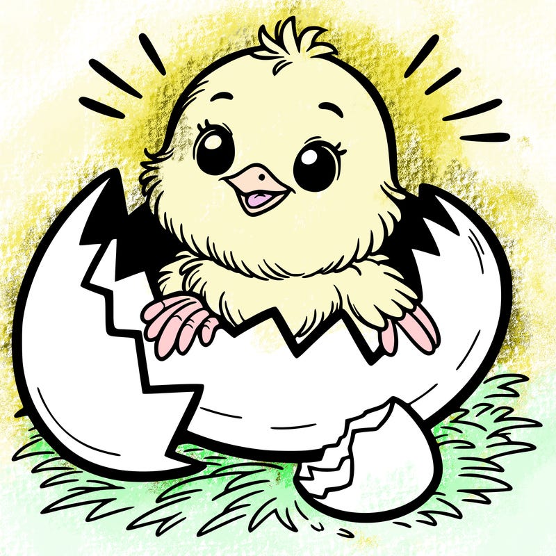 a chick hatching out of a egg