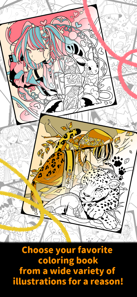 Coloring puzzle-Colorful Games - Variety of anime and animal illustrations in the Coloring puzzle mobile app