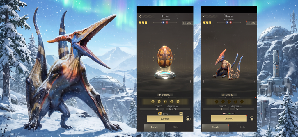 Dino Cataclysm Survivalでプテラノドンの召喚とレベルアップ