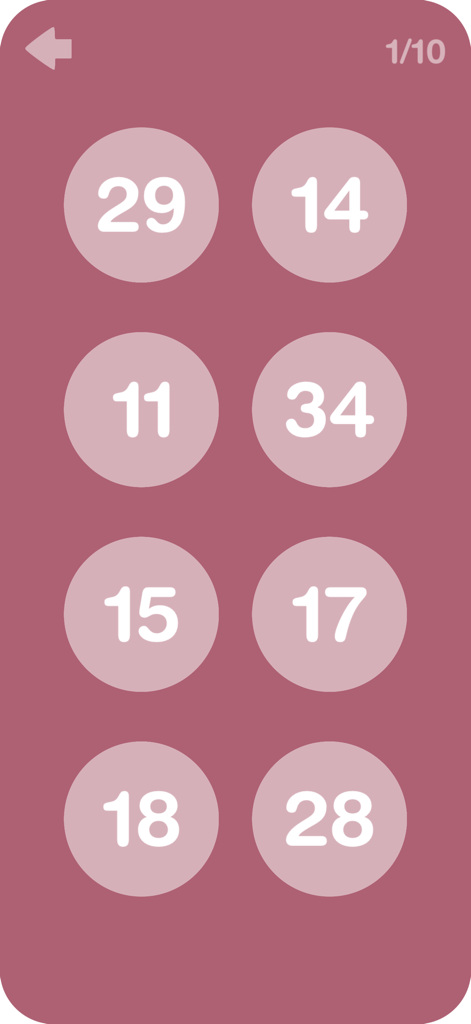 Uno screenshot dell'app Big Math Flash Cards School che mostra otto opzioni di risposta numerica a scelta multipla in un formato a griglia