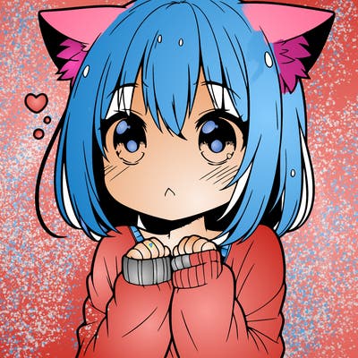 shy anime catgirl