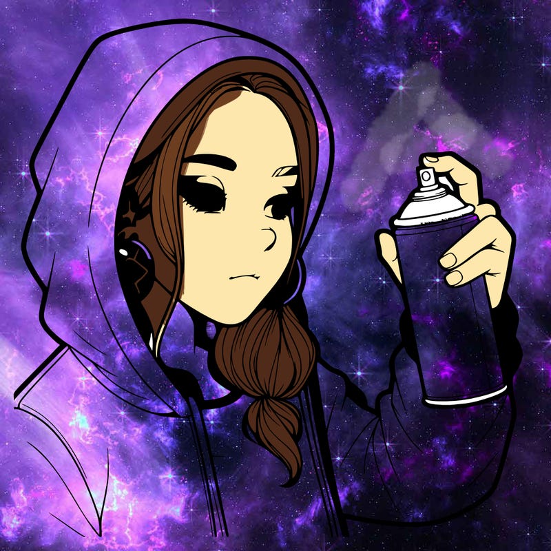 a realistic girl, spray painting