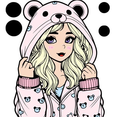 realistic girl in a animal pjs hoodie