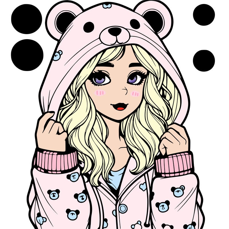 realistic girl in a animal pjs hoodie