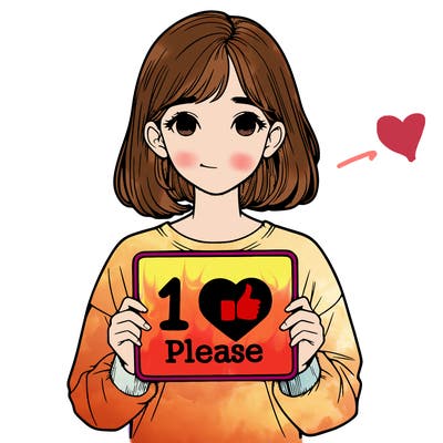 realistic girl holding a sign that says 1 like please