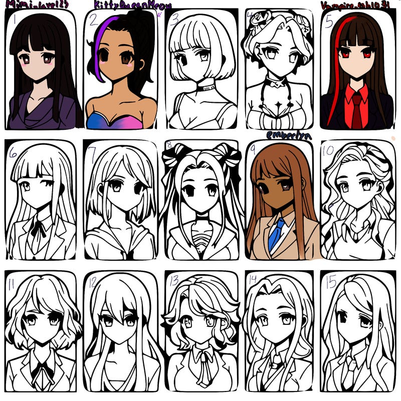 girls that look diffrent anime