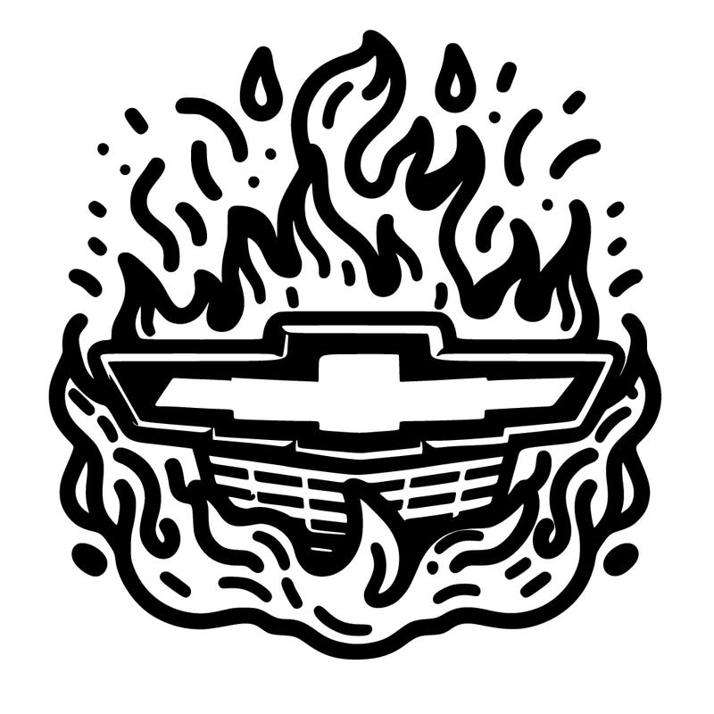 chevrolet emblem with fire