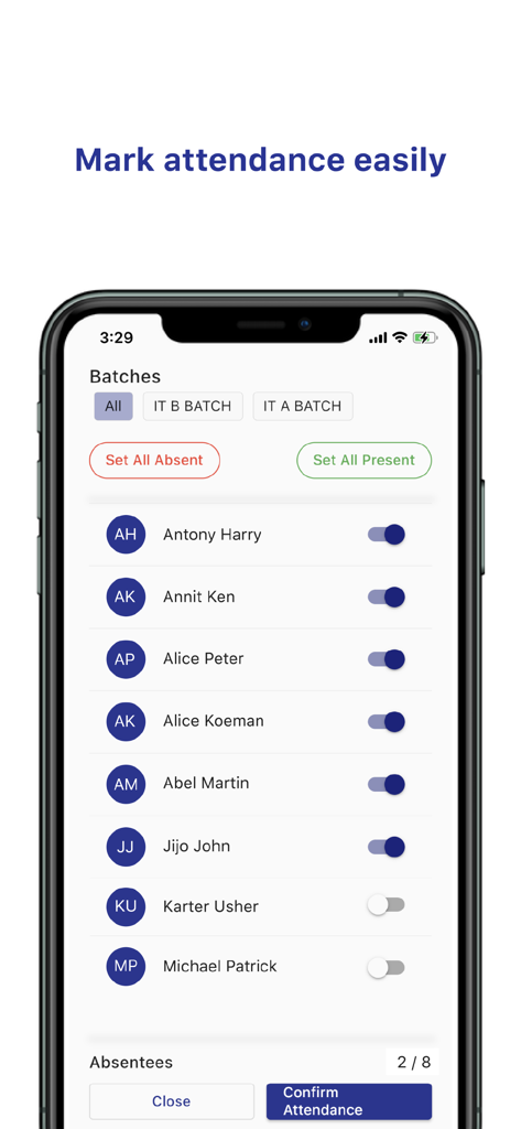 Linways V4 - Linways V4 mobile app interface for faculty to mark student attendance easily