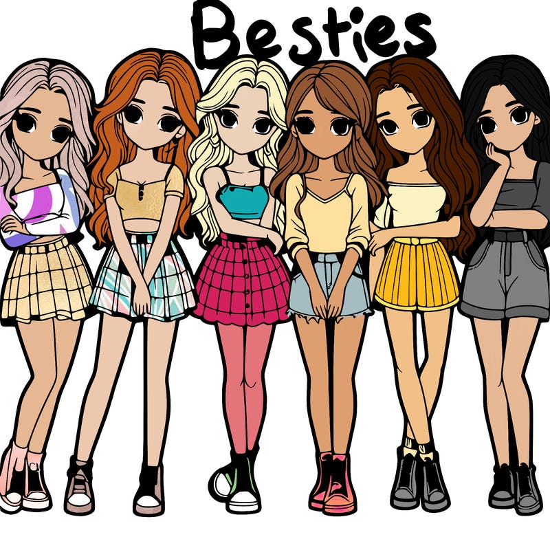 a group of girls realistic