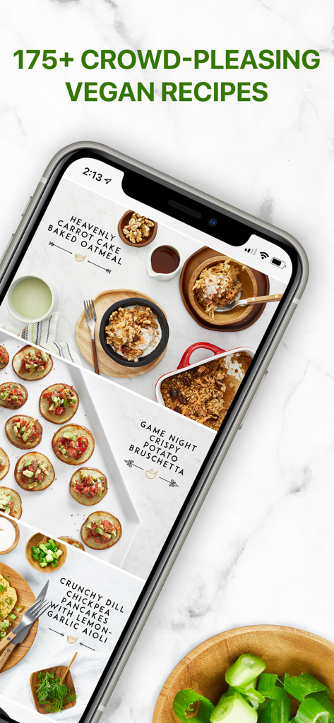 Oh She Glows mobile app interface showing a collection of vegan recipes.