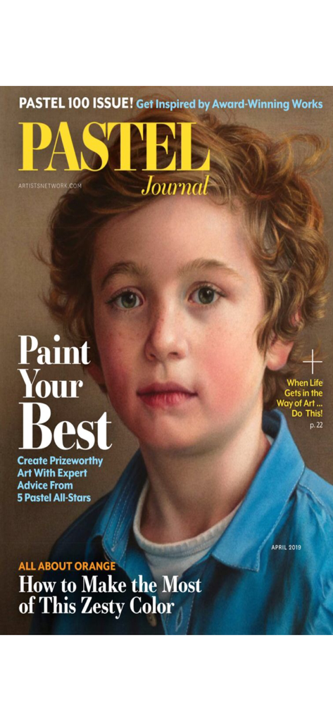 Pastel Journal - Cover of Pastel Journal magazine featuring a realistic pastel portrait of a young boy