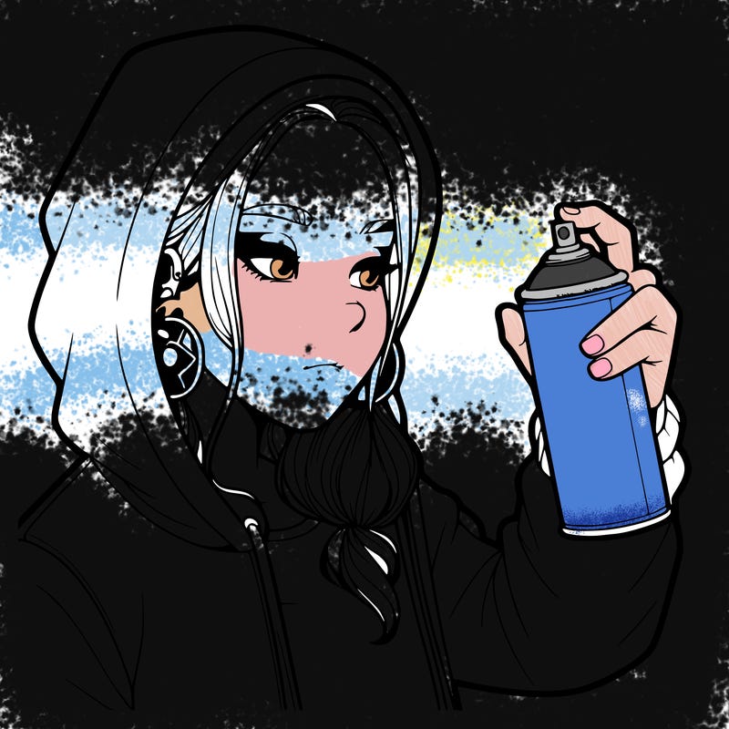 a realistic girl, spray painting