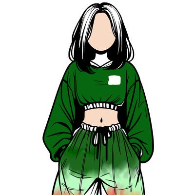 realistic girl faceless with baggy pants and a crop top