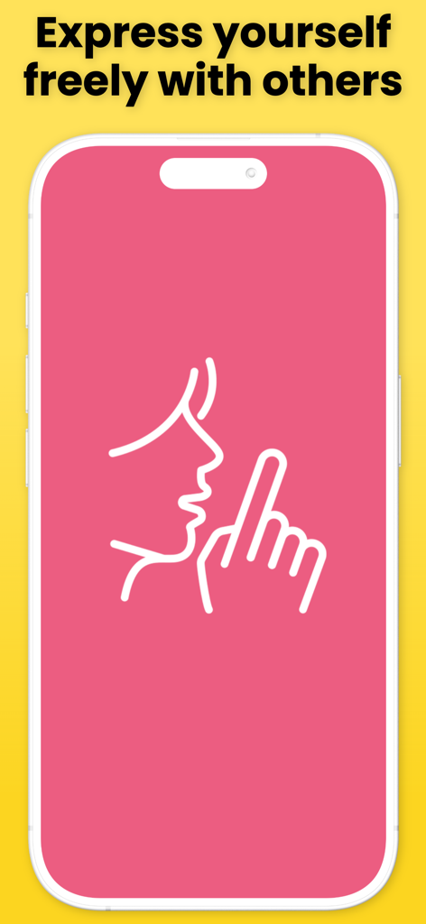 Mobile app screen for Secret Chat featuring an anonymity icon and the text Express yourself freely with others