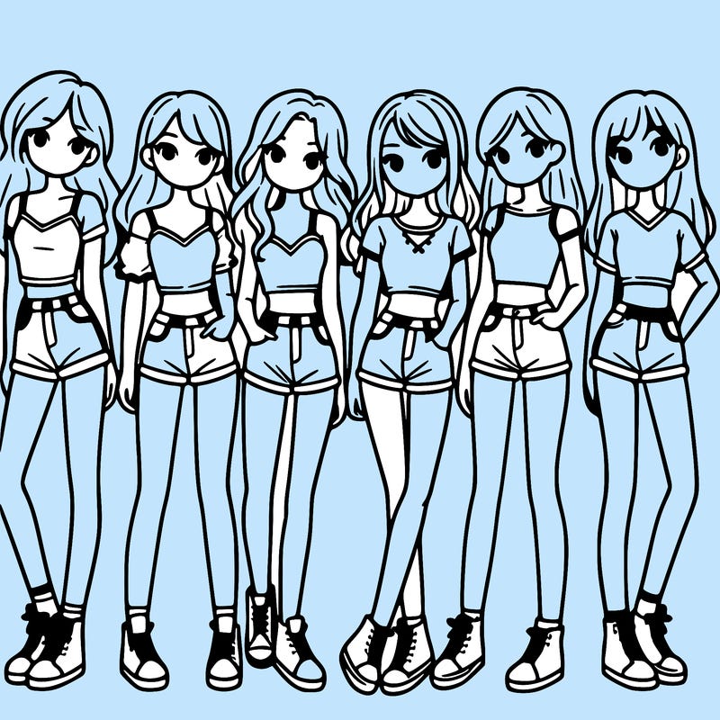 a group of girls wearing crop tops and shorts