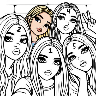 group of teen girls friends y2k up close in a selfie