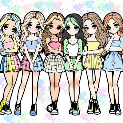 a group of girls realistic