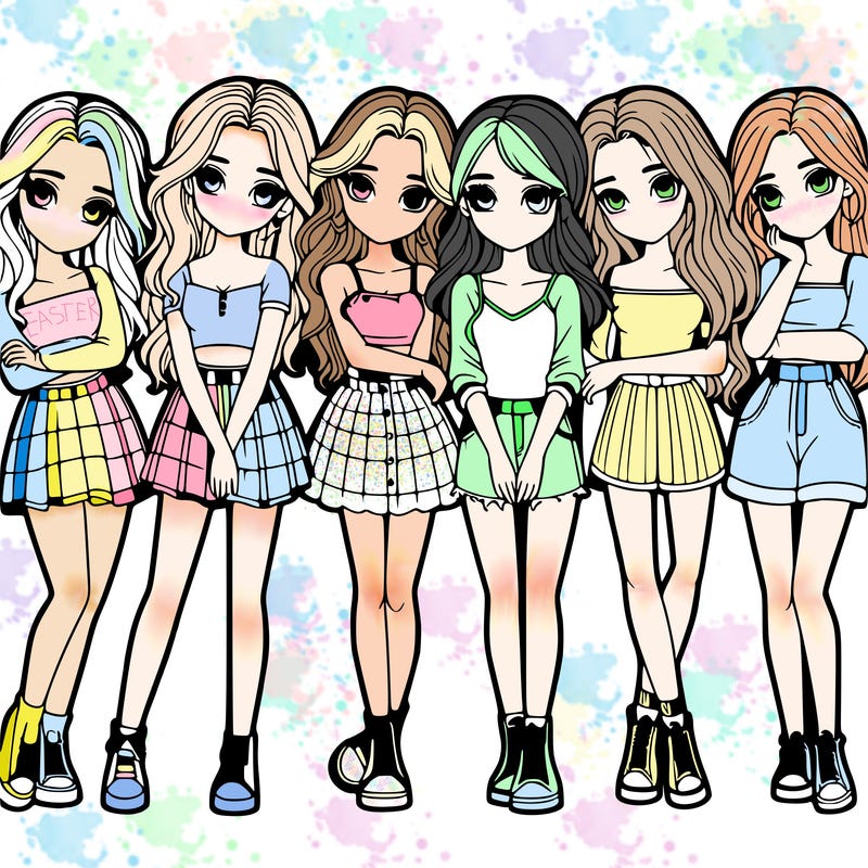 a group of girls realistic