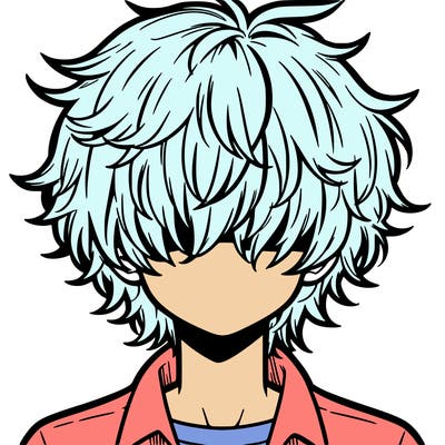 manga boy fluffy hair covering his eyes