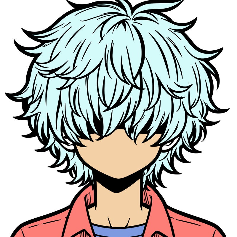 manga boy fluffy hair covering his eyes