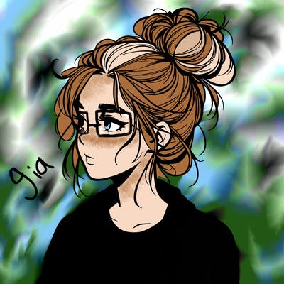 realistic teenage girl with a messy bun