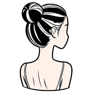 a woman with tight back hair and her face. not covered by any hair.