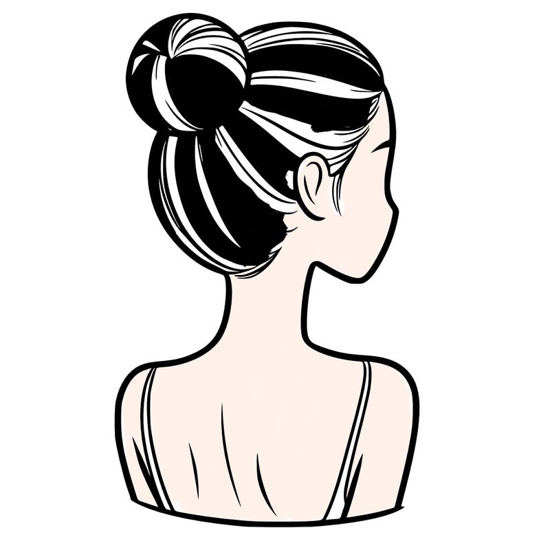a woman with tight back hair and her face. not covered by any hair.