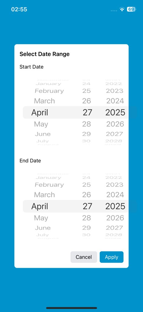 wowo - WOX - Eine mobile Oberfläche zur Auswahl von Start- und Enddaten für die Aufgabenverwaltung in der wowo-App