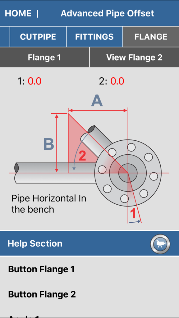 Pipe Fitter Calculator - Technical diagram showing advanced pipe offset and flange alignment calculation