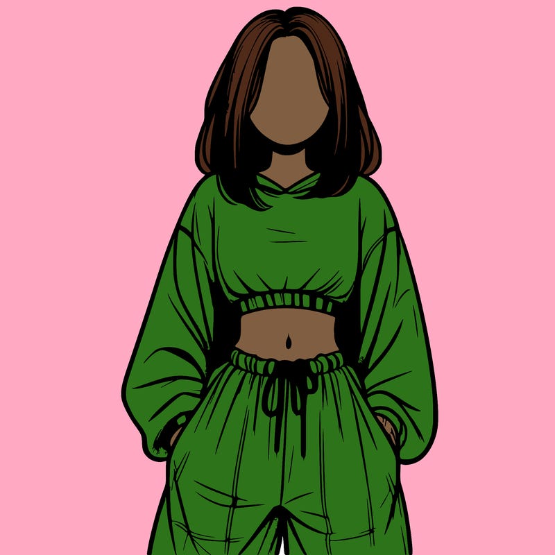 realistic girl faceless with baggy pants and a crop top