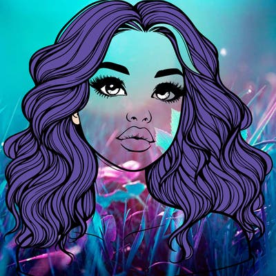 realistic girl with wavy hair and lips