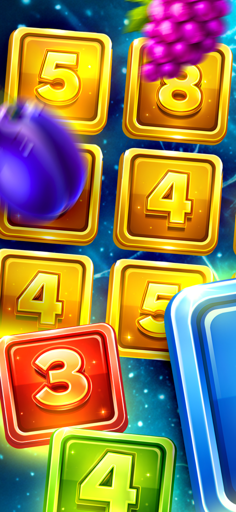 Cúbos numerados de colores en la interfaz del juego de lógica Energy Colors